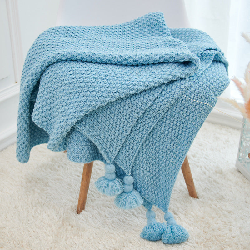 Multicolor woven throw blanket